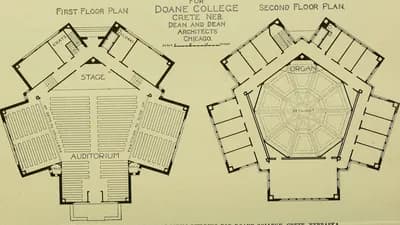 First and second floor plans from an early twentieth century technical drawing manual