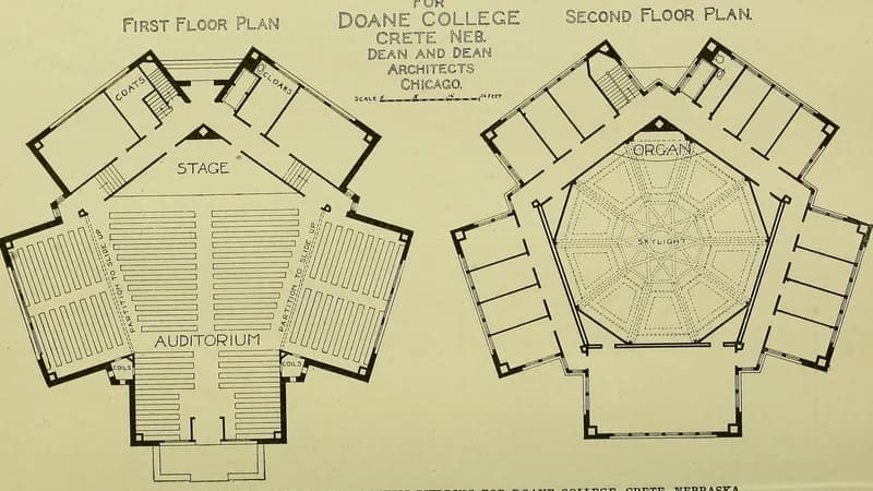 First and second floor plans from an early twentieth century technical drawing manual